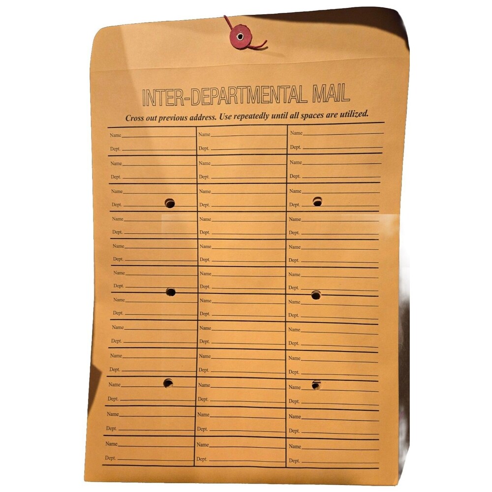 Interoffice Envelopes, String and Button, Brown Kraft, 10 x 13, 100 per Case